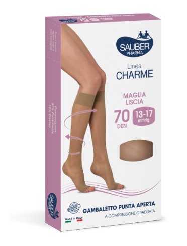 Sauber gambaletto open toe 70 denari maglia liscia neutro beige taglia 2