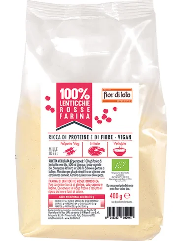 Fior di loto farina di lenticchie rosse bio 400 g Fior di loto farina di lenticchie rosse bio 400 g