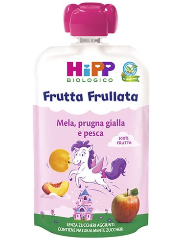Hipp bio frutta frullata unicorno mela prugna gialla pesca 90 g Hipp bio frutta frullata unicorno mela prugna gialla pesca 90 g