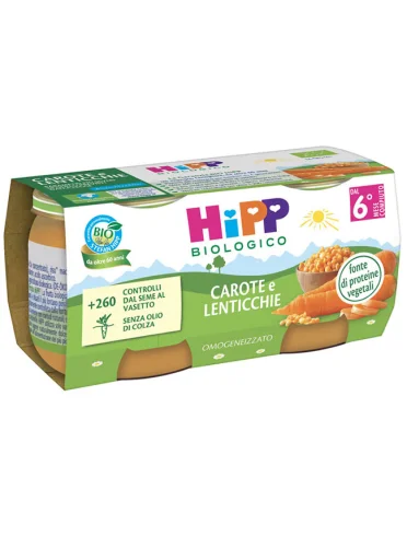 Hipp bio omogeneizzato carote/lenticchie 2x80 g Hipp bio omogeneizzato carote/lenticchie 2x80 g