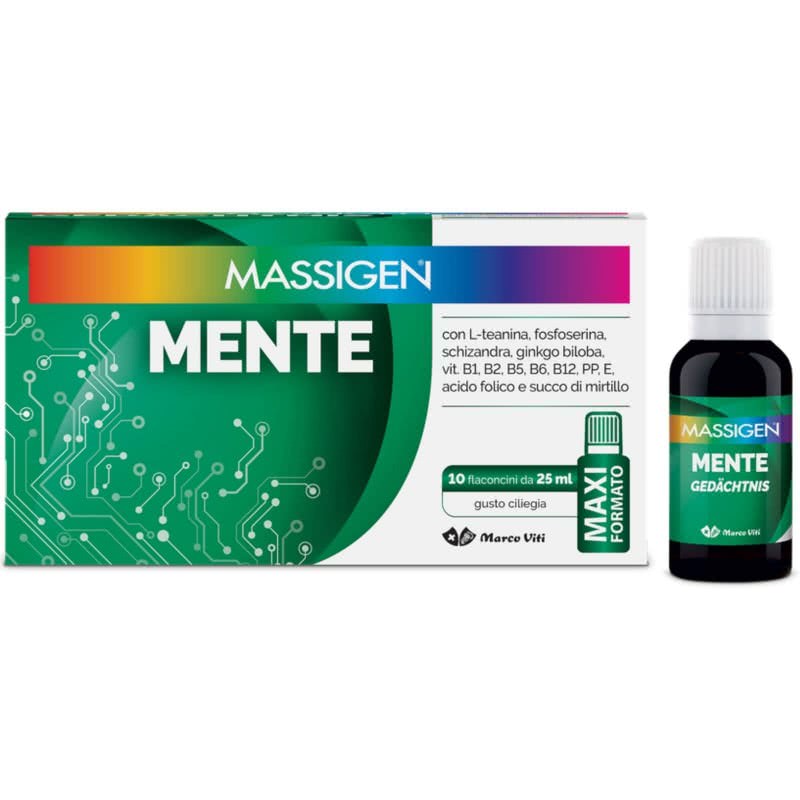 Massigen Mente - Integratore per la Memoria e la Funzione Cognitiva - 10 Flaconi x 25 ml