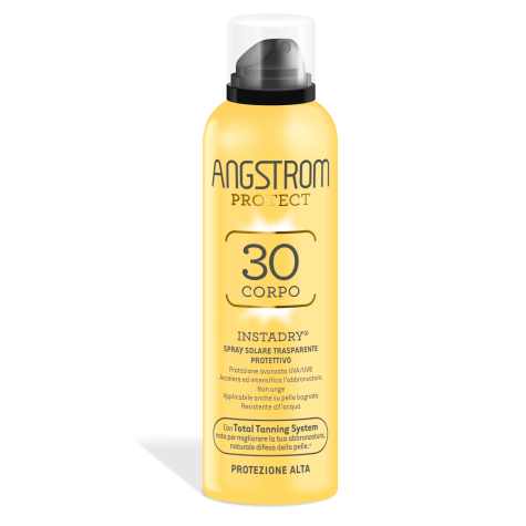 Angstrom Protect InstaDry - Spray Solare Corpo Trasparente con Protezione Alta SPF 30 - 150 ml