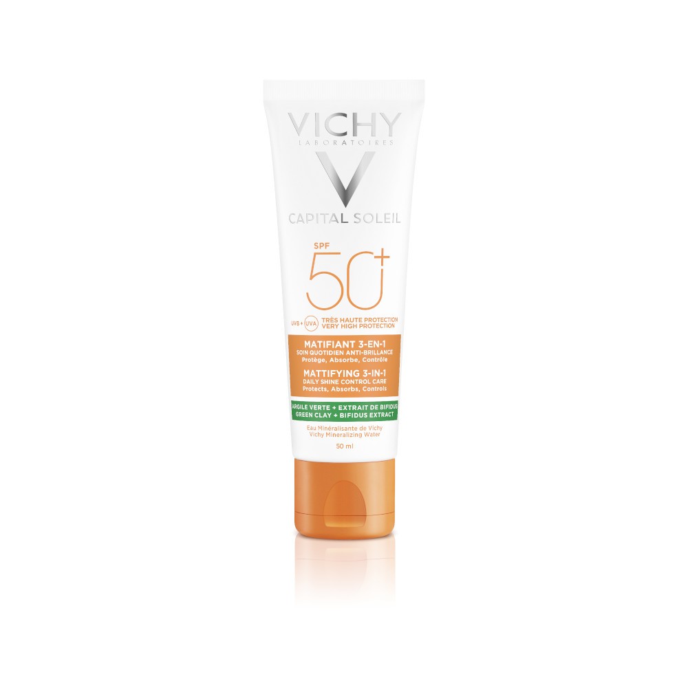 Vichy Capital Soleil - Crema Viso Solare Purificante Anti-Acne con Protezione Molto Alta SPF 50+ - 50 ml
