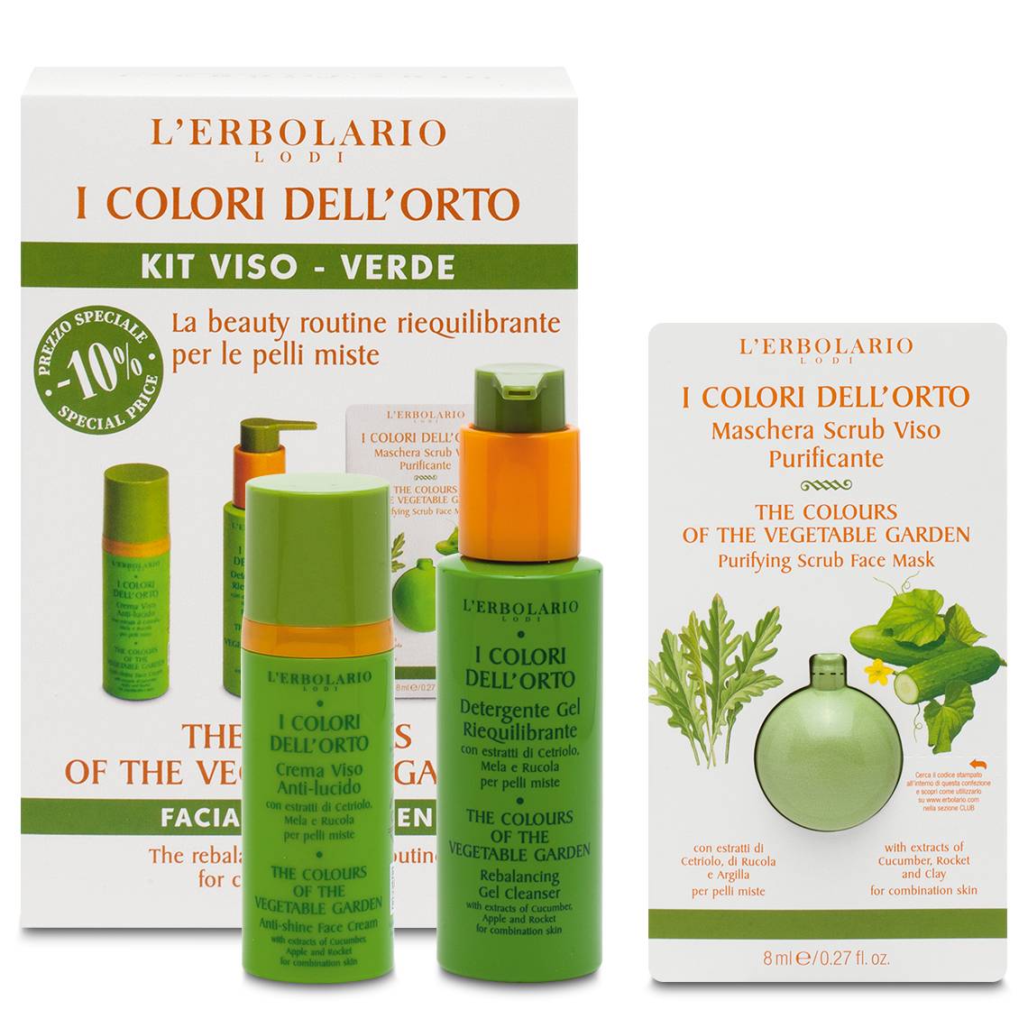 L'ERBOLARIO I COLORI DELL'ORTO KIT VISO VERDE PREZZO SPECIALE 10% EDIZIONE LIMITATA