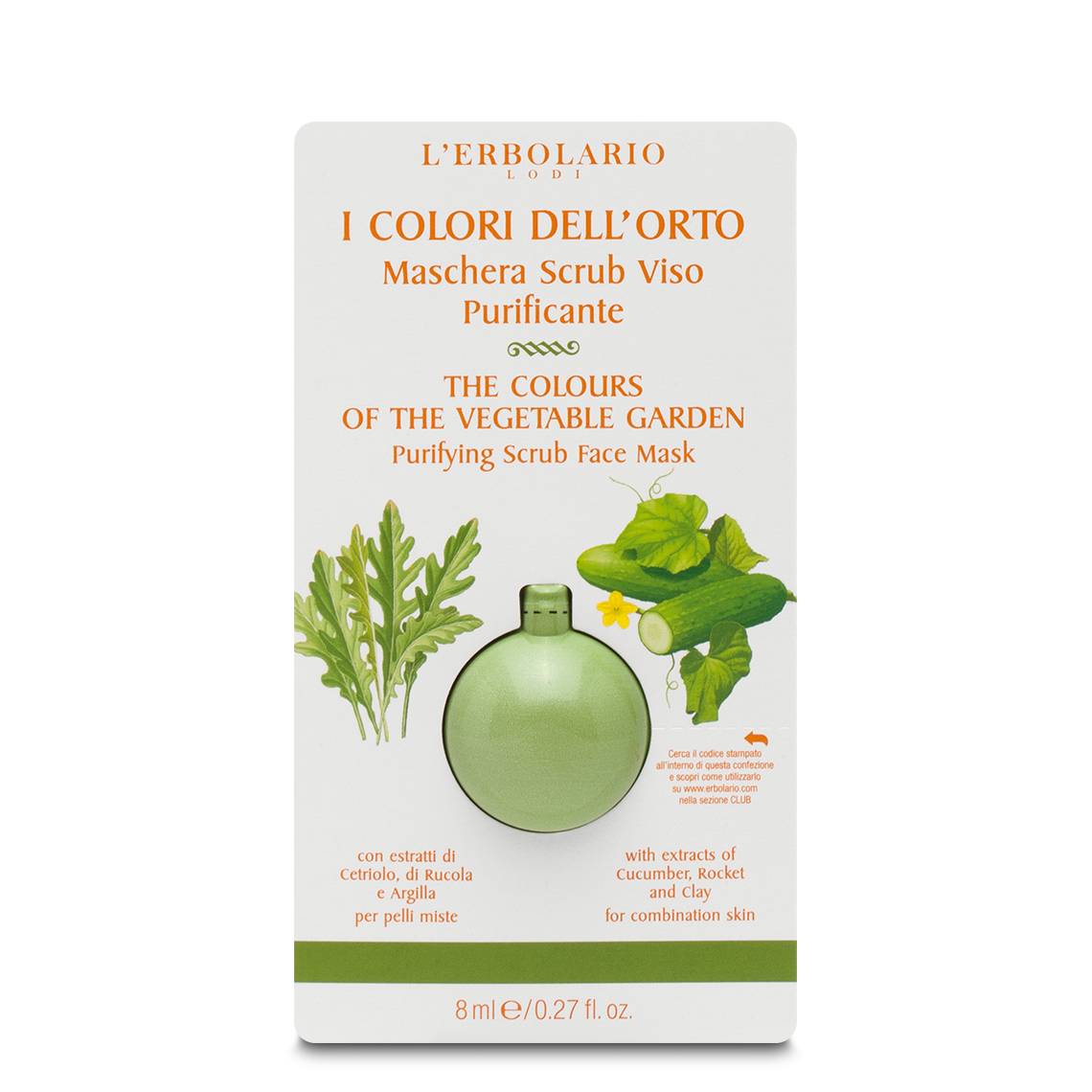 L'ERBOLARIO I COLORI DELL'ORTO VERDE MASCHERA SCRUB VISO PURIFICANTE 8 ML