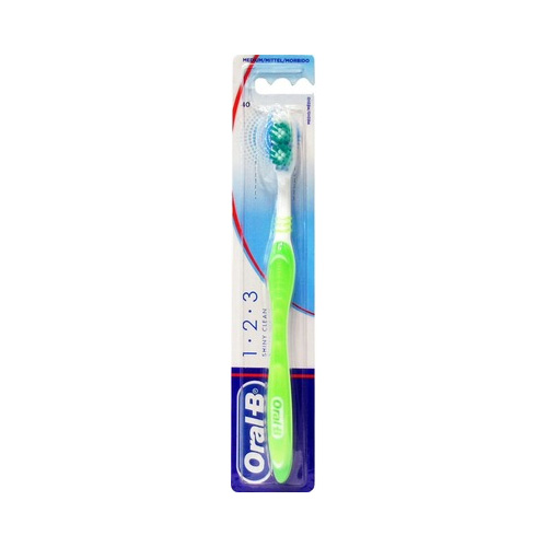 Oral-B 1-2-3- Shiny Clean - Spazzolino con Setole Medie