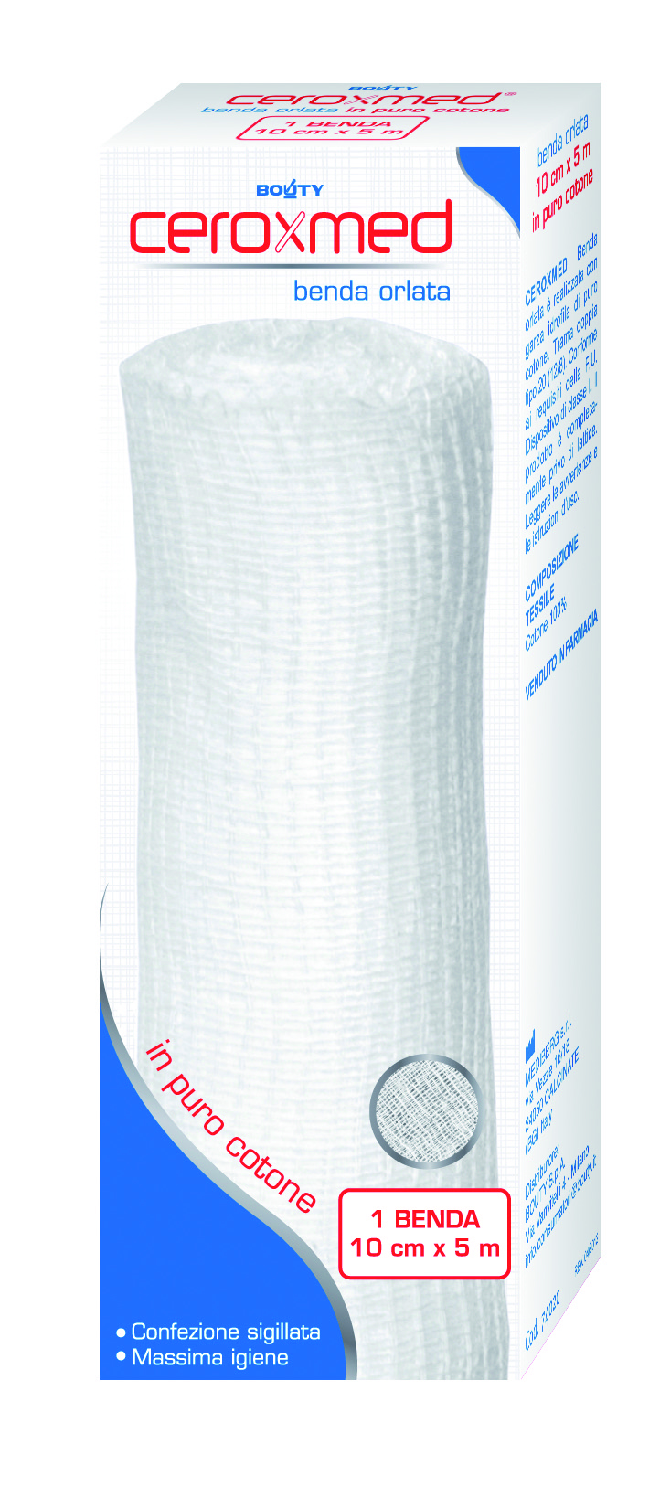 Ceroxmed - Benda Orlata in Garza Idrofila 10 x 500 cm - 1 Benda
