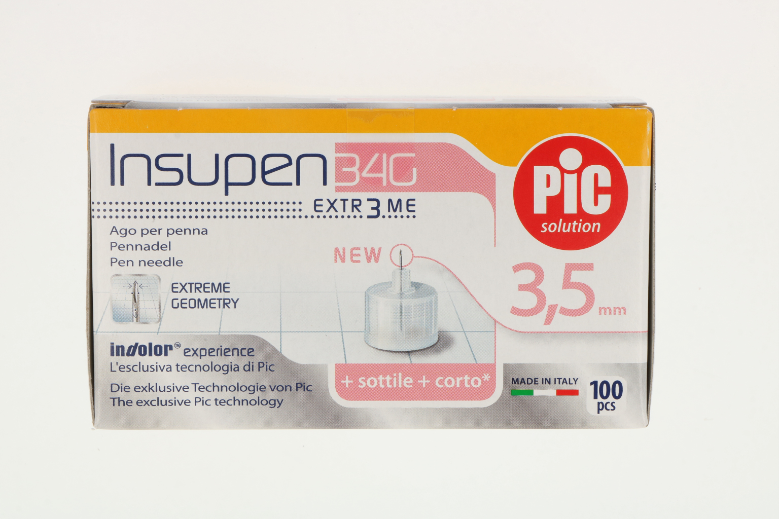 AGO PER PENNA DA INSULINA PIC INSUPEN 34 GAUGE 3,5MM 100 PEZZI