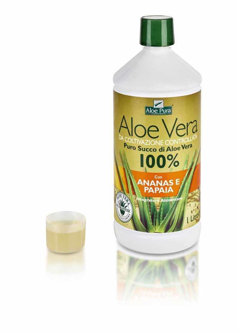 Aloe Vera Pura - Succo di Aloe Pura con Ananas e Papaia - 1 Litro