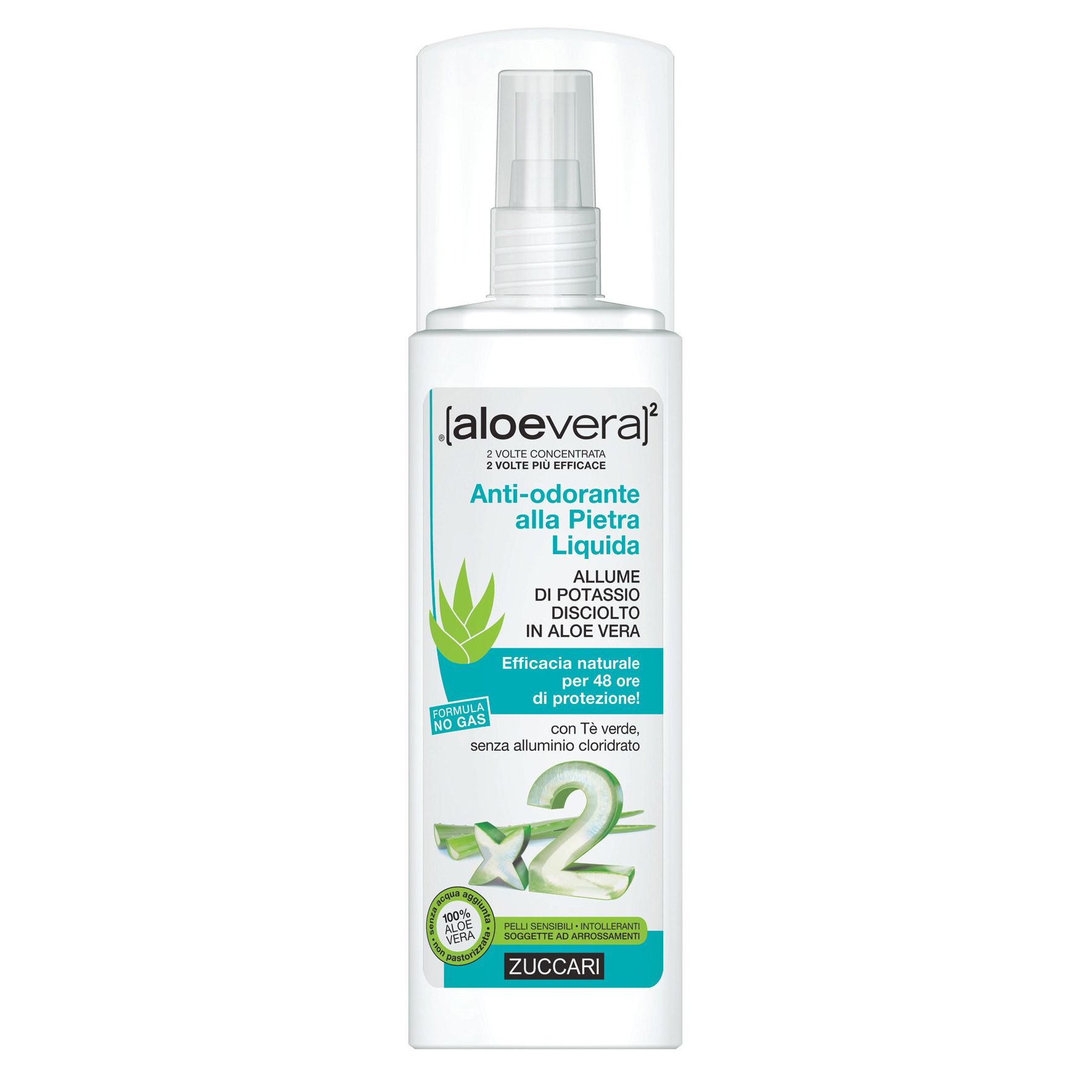 Zuccari Aloevera2 Anti-Odorante alla Pietra Liquida - Deodorante Spray 48H - 100 ml
