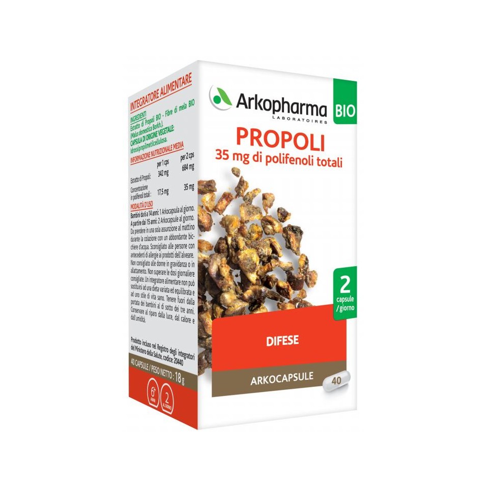 Arkocapsule Propoli Bio - Integratore per Difese Immunitarie - 40 Capsule