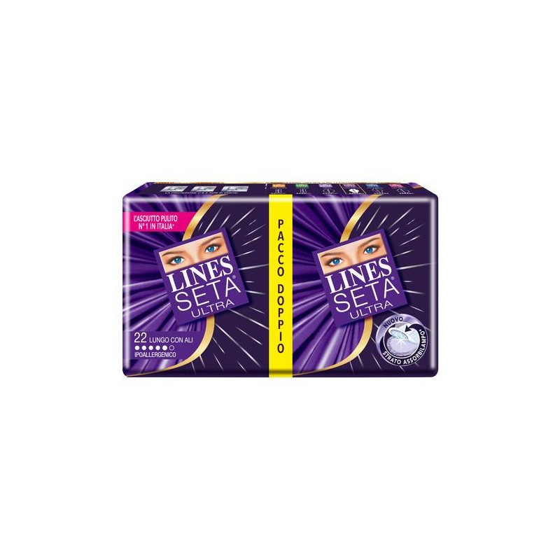 ASSORBENTE LINES SETA ULTRA LUNGO CON ALI 22 PEZZI