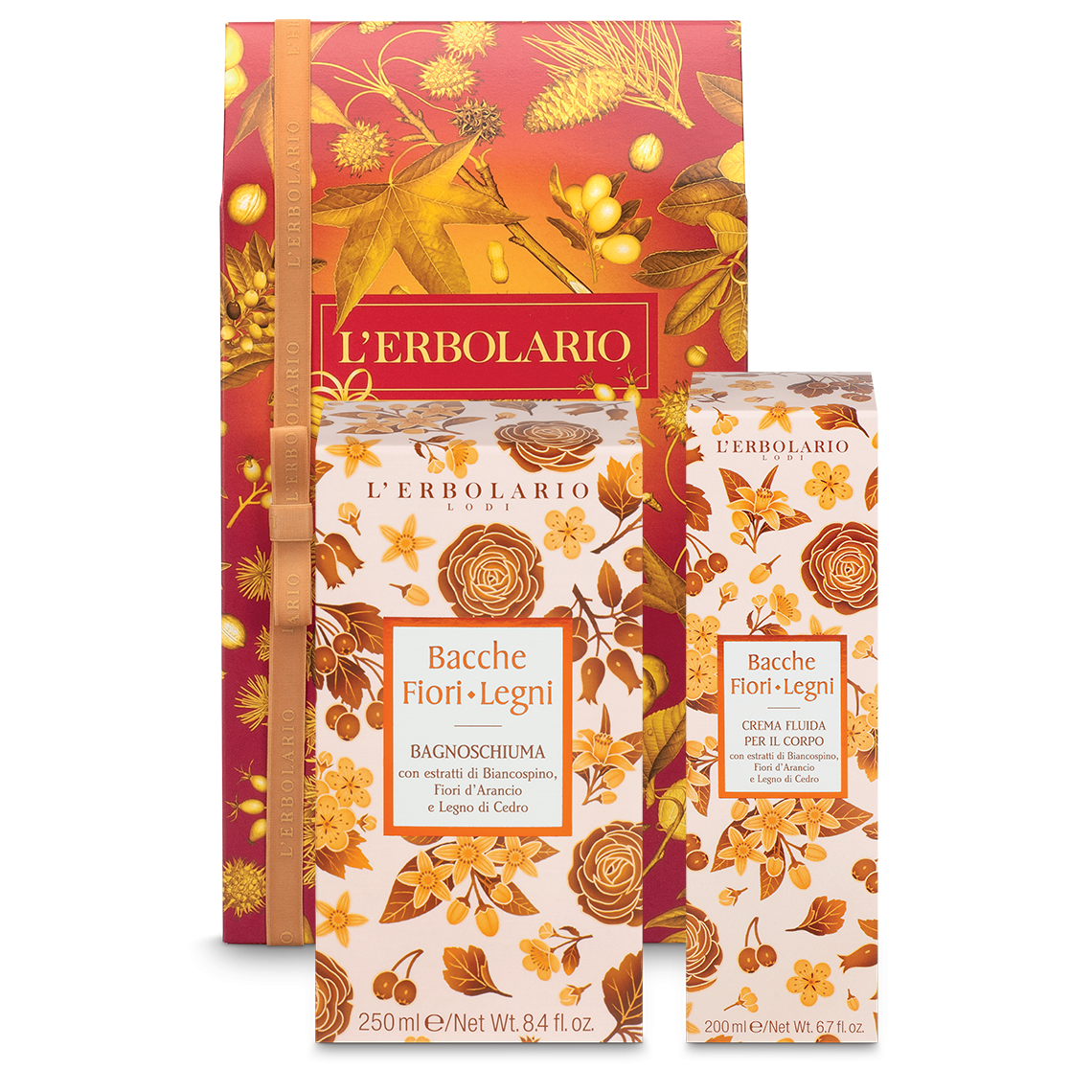 L'ERBOLARIO BACCHE FIORI LEGNI SEGRETI DI BELLEZZA DUO BAGNOSCHIUMA 250ML + CREMA FLUIDA CORPO 200 ML EDIZIONE LIMITATA