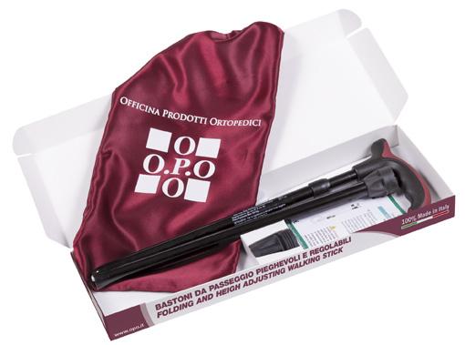 BASTONE DA PASSEGGIO PIEGHEVOLE IN 2 SET: CANNA LEGA NERO IMPUGNATURA BIMATERIA ANATOMICA COFANETTO