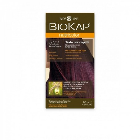 Biokap Nutricolor - Tinta per Capelli Colore 5.22 Rosso Prugna - 140 ml