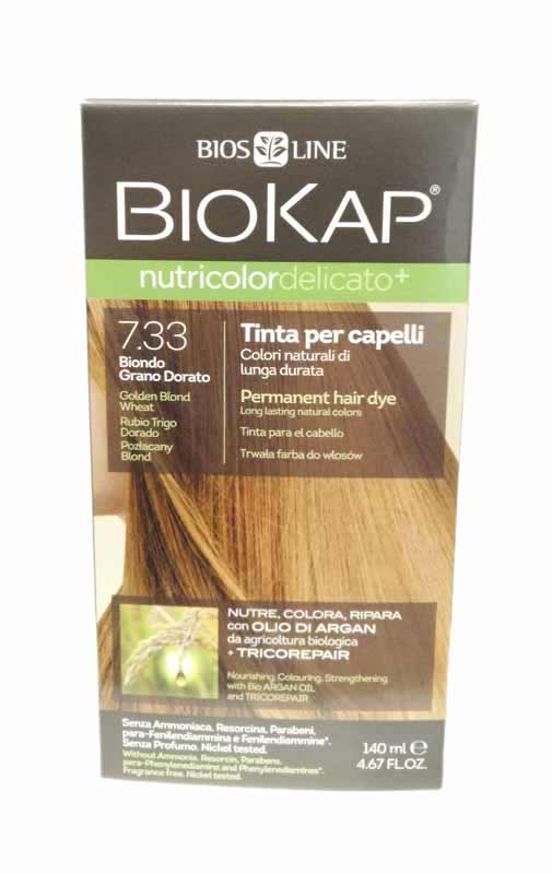 BIOKAP NUTRICOLOR DELICATO + 7,33 BIONDO GRANO DORATO TINTATUBO + FLACONE