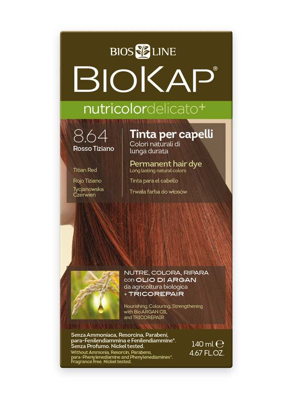 BIOKAP NUTRICOLOR DELICATO + 8,64 ROSSO TIZIANO TINTA TUBO +FLACONE