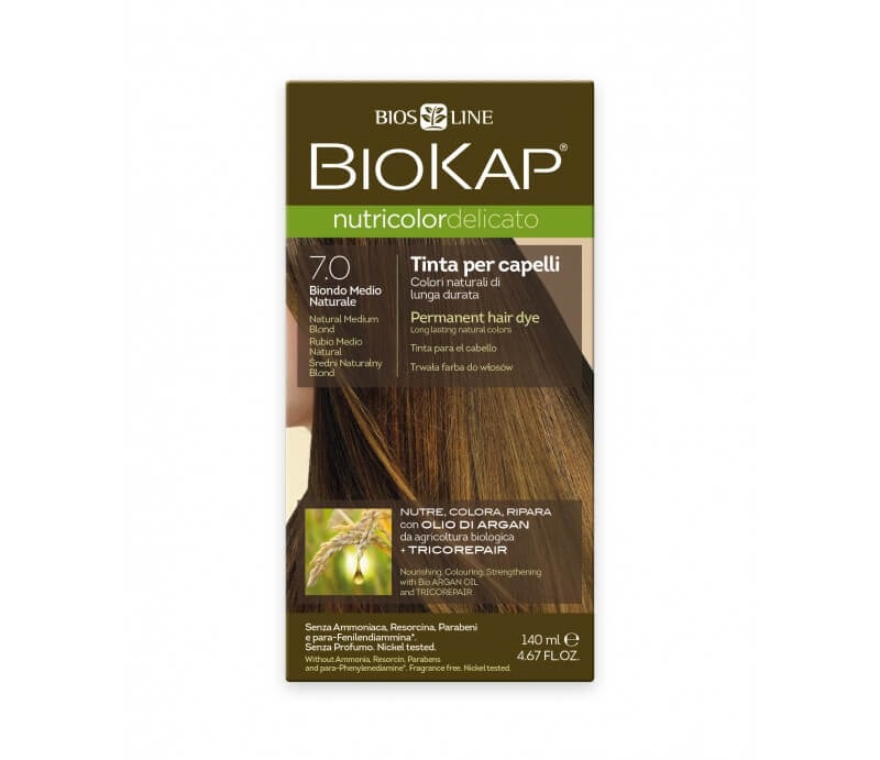 Biokap Nutricolor Delicato - Tinta per Capelli Colore 7.0 Biondo Medio Naturale - 140 ml
