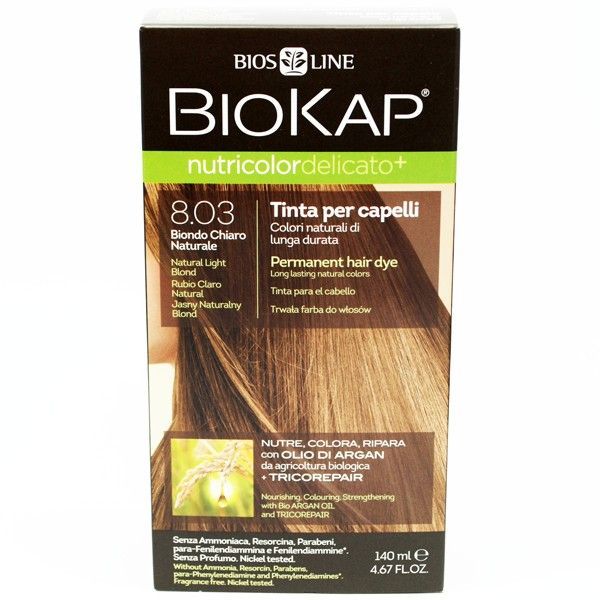 Biokap Nutricolor Delicato - Tinta per Capelli Colore 8.03 Biondo Chiaro Naturale - 140 ml