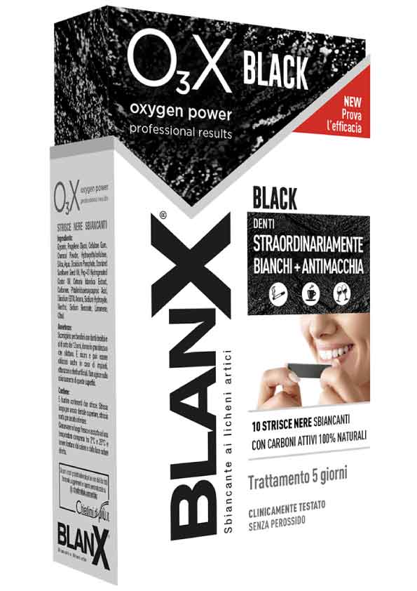 BlanX O3X Black Strisce Sbiancanti e Antimacchie 14 Pezzi