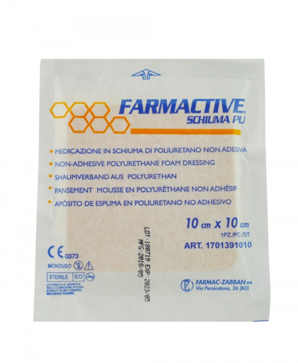 CEROTTO FARMACTIVE SCHIUMA IN POLIURETANO 10X10CM 10 PEZZI