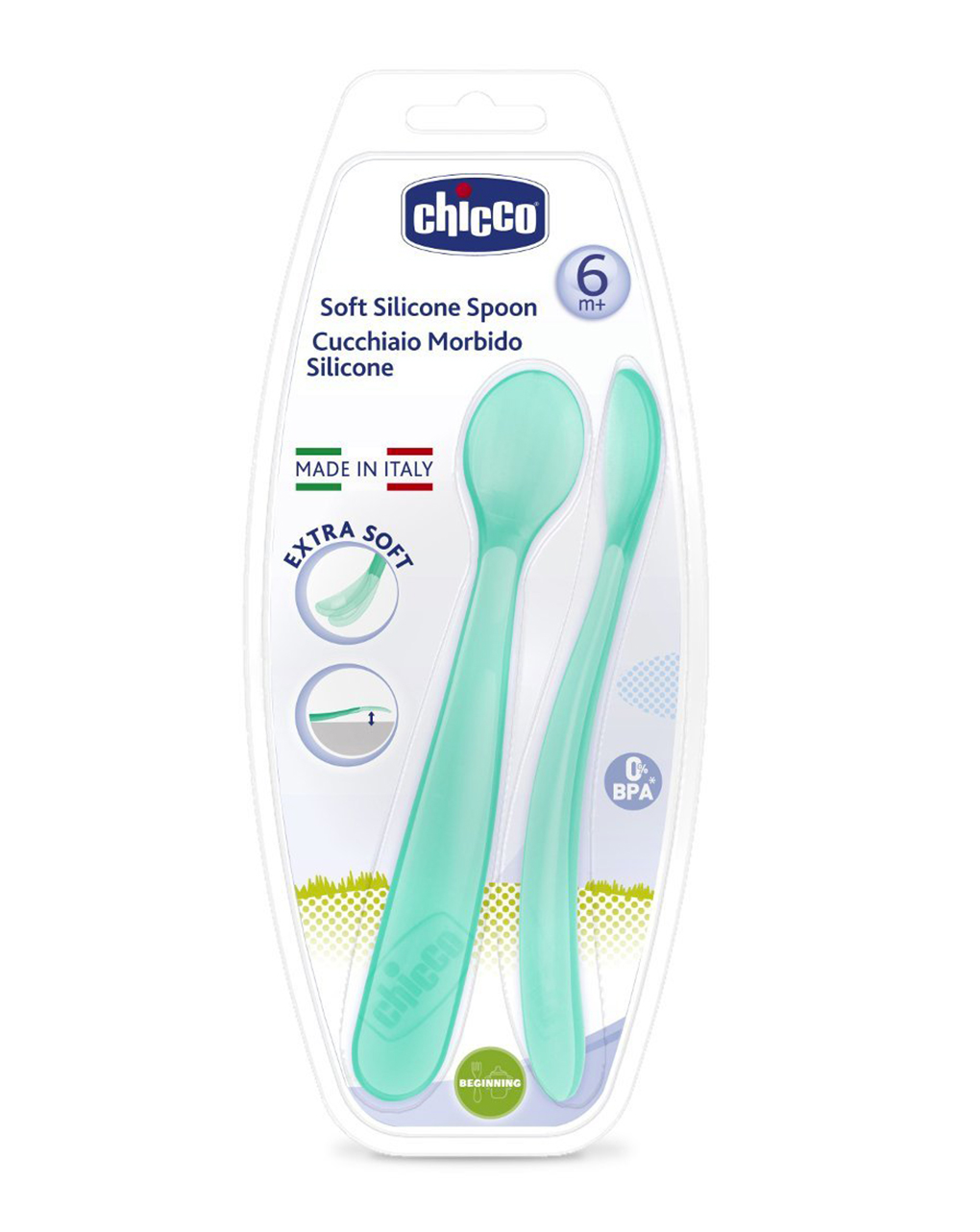 CHICCO CUCCHIAIO SILICONE MASCHILE BI PACK 6M+