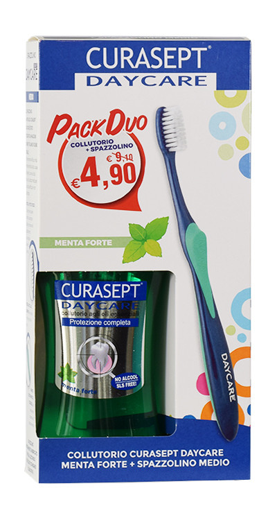 CURASEPT DAYCARE COLLUTORIO MENTA FORTE + SPAZZOLINO DAYCARE MEDIO
