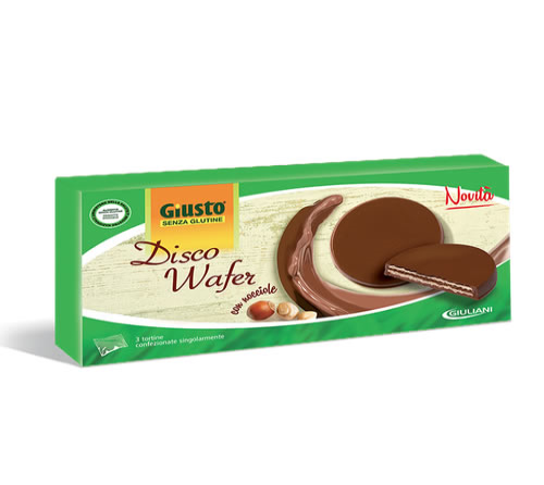 DISCO WAFER CREMA NOCCIOLE RICOPERTO DI CIOCCOLATO AL LATTE90 G