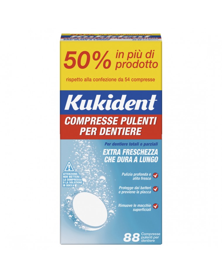 Kukident Cleanser Fresch - Compresse Pulenti per Protesi Dentarie - 88 Compresse