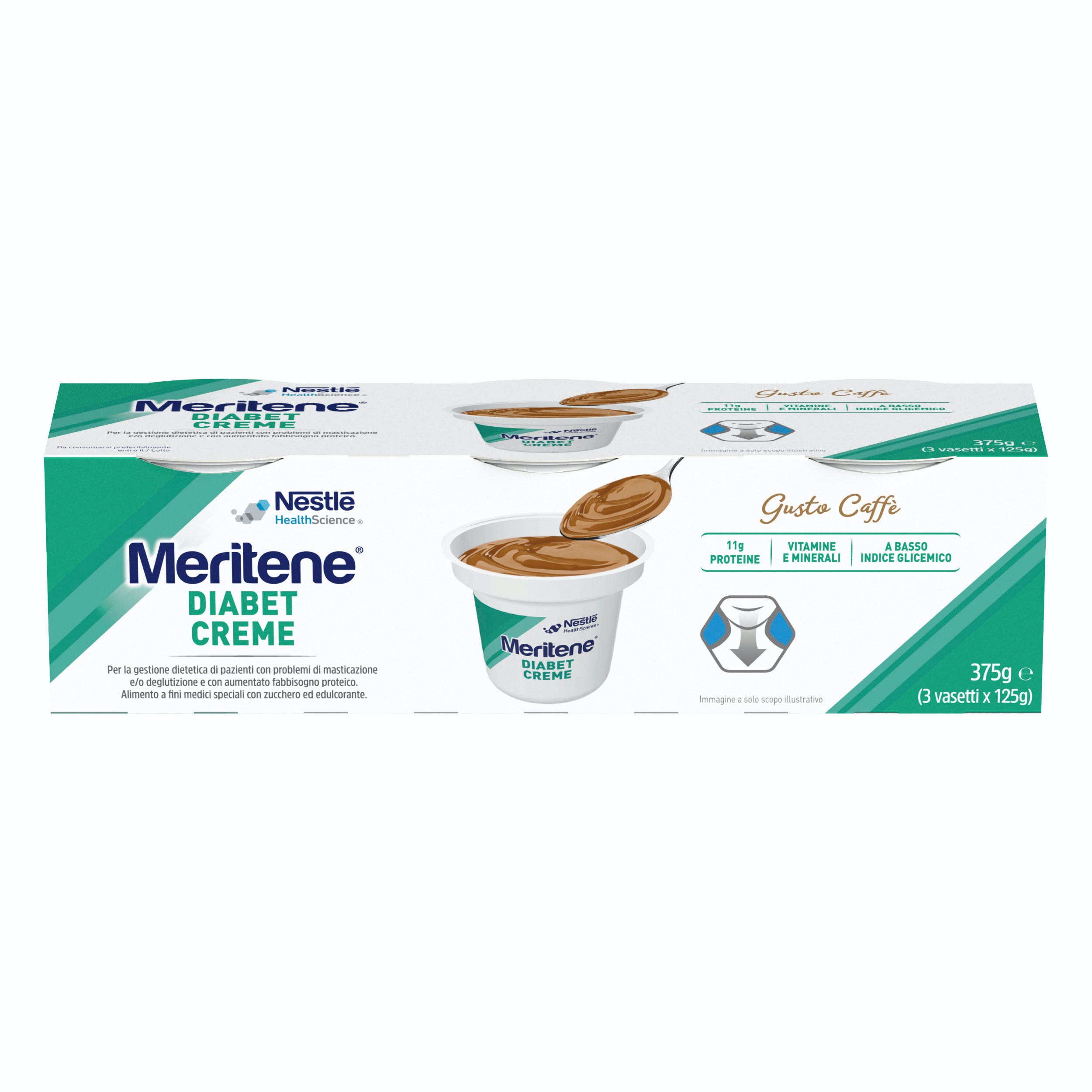 Meritene Diabet Creme - Gusto Caffe - 3 Vasetti da 125 g