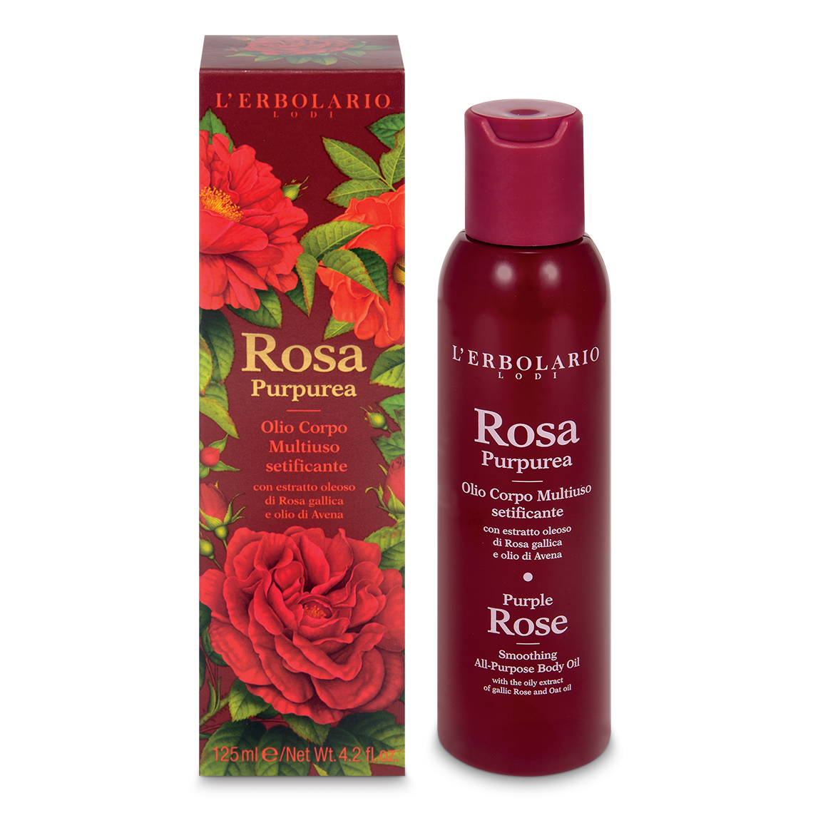 L'Erbolario Rosa Purpurea - Olio Corpo Setificante Multiuso - 125 ml