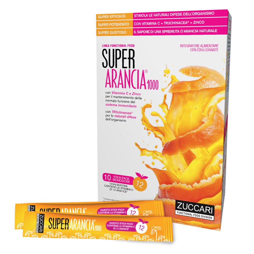 Zuccari Super Arancia 1000 - Integratore di Vitamina C per Difese Immunitarie - 10 Stick