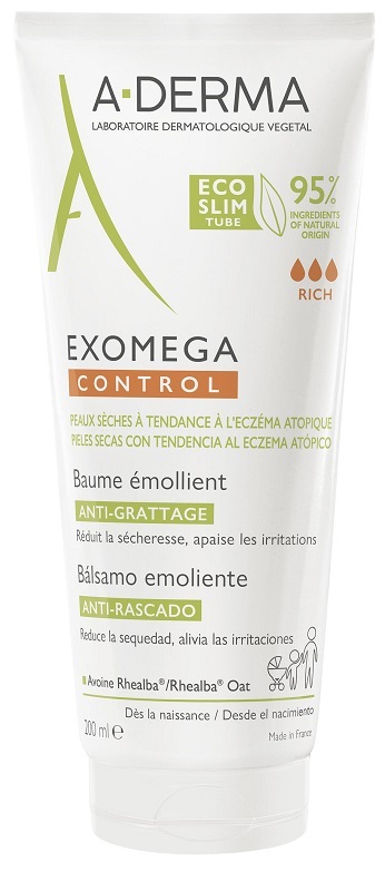 A-Derma Exomega Control - Balsamo Corpo Emolliente per Pelle Secca - 200 ml