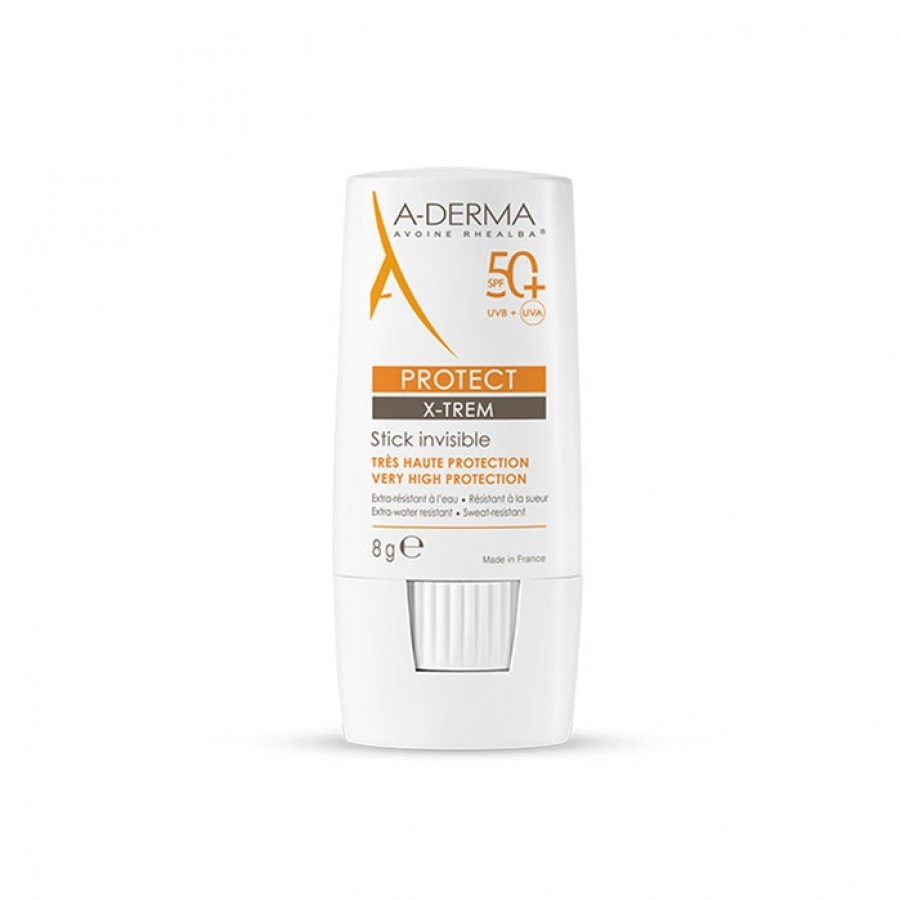 A-Derma Protect X-Trem - Stick Solare Invisibile Protettivo con Protezione Molto Alta SPF 50+ - 8 g