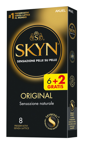 Akuel Skyn Original - Preservatici Senza Lattice Sensazione Naturale - 6 + 2 Pezzi