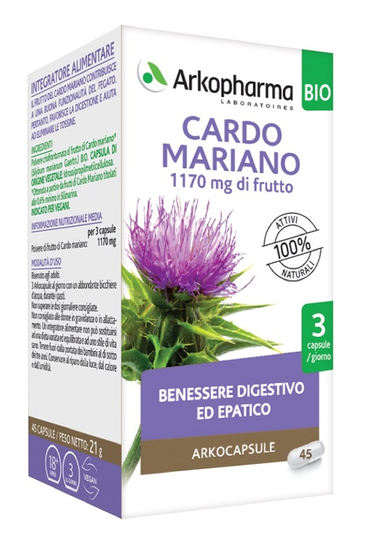 Arkocapsule Cardo Mariano Bio - Integratore per la Funzionalità Epatica - 45 Capsule