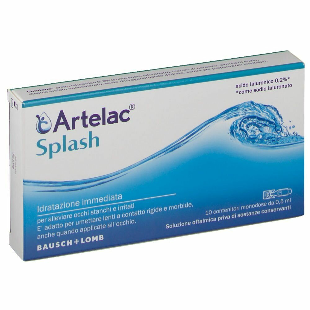 Artelac Splash - Collirio Monodose Idratante per Occhi Stanchi - 10 Flaconcini x 0.5 ml