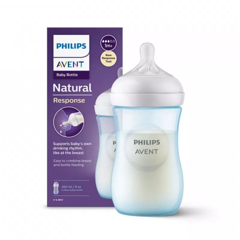 Avent Natural Response Biberon Colore Blu 260 ml
