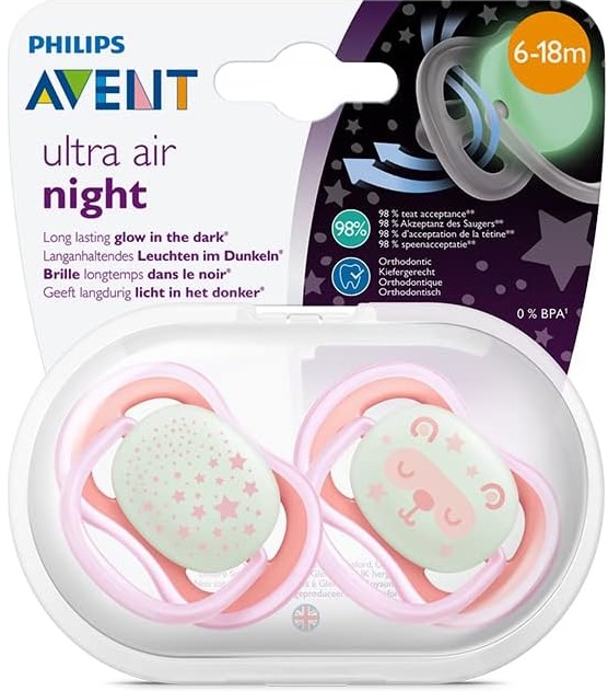 Avent Ultra Air Night Succhietto Bambina 6-18m 2 Pezzi