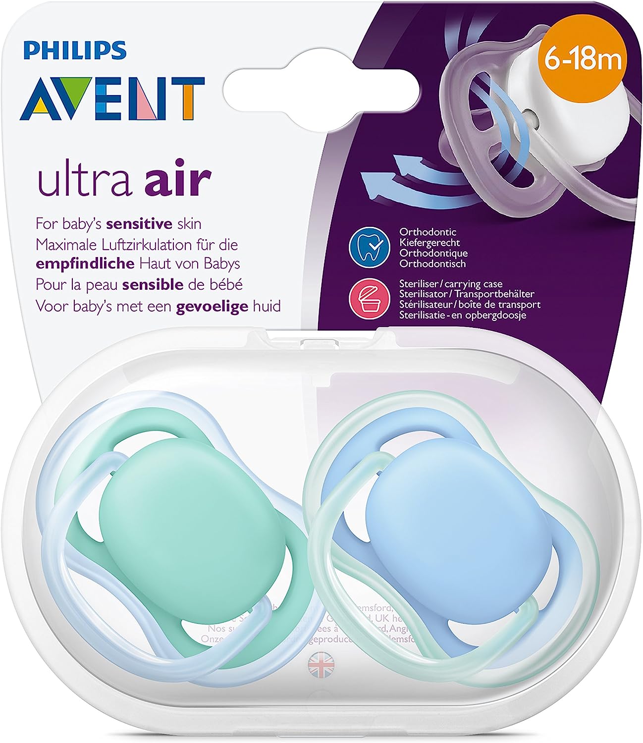 Avent Ultra Air Succhietto Multicolor 6-18m 2 Pezzi