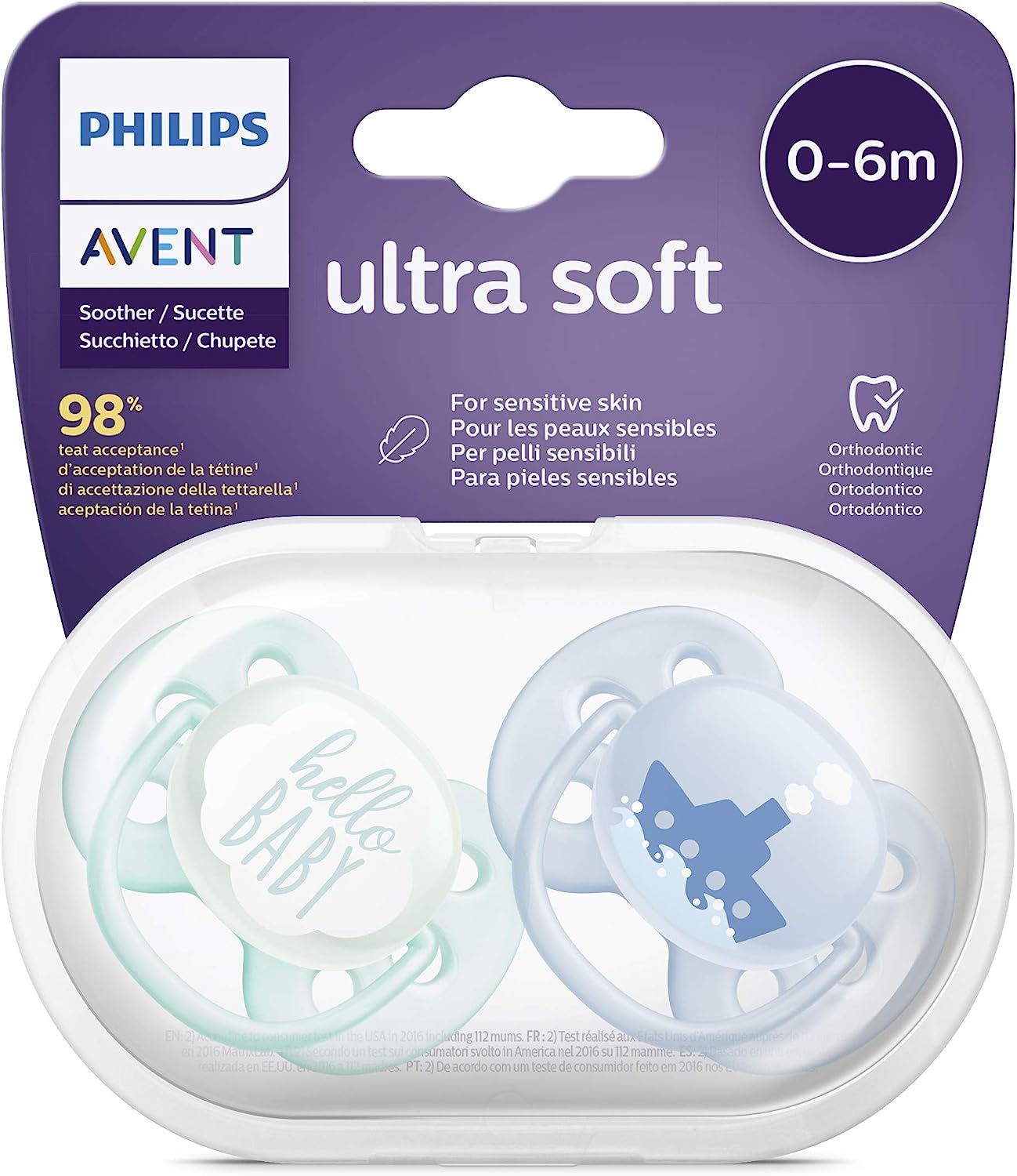 Avent Ultra Soft Succhietto Bambino 0-6m 2 Pezzi