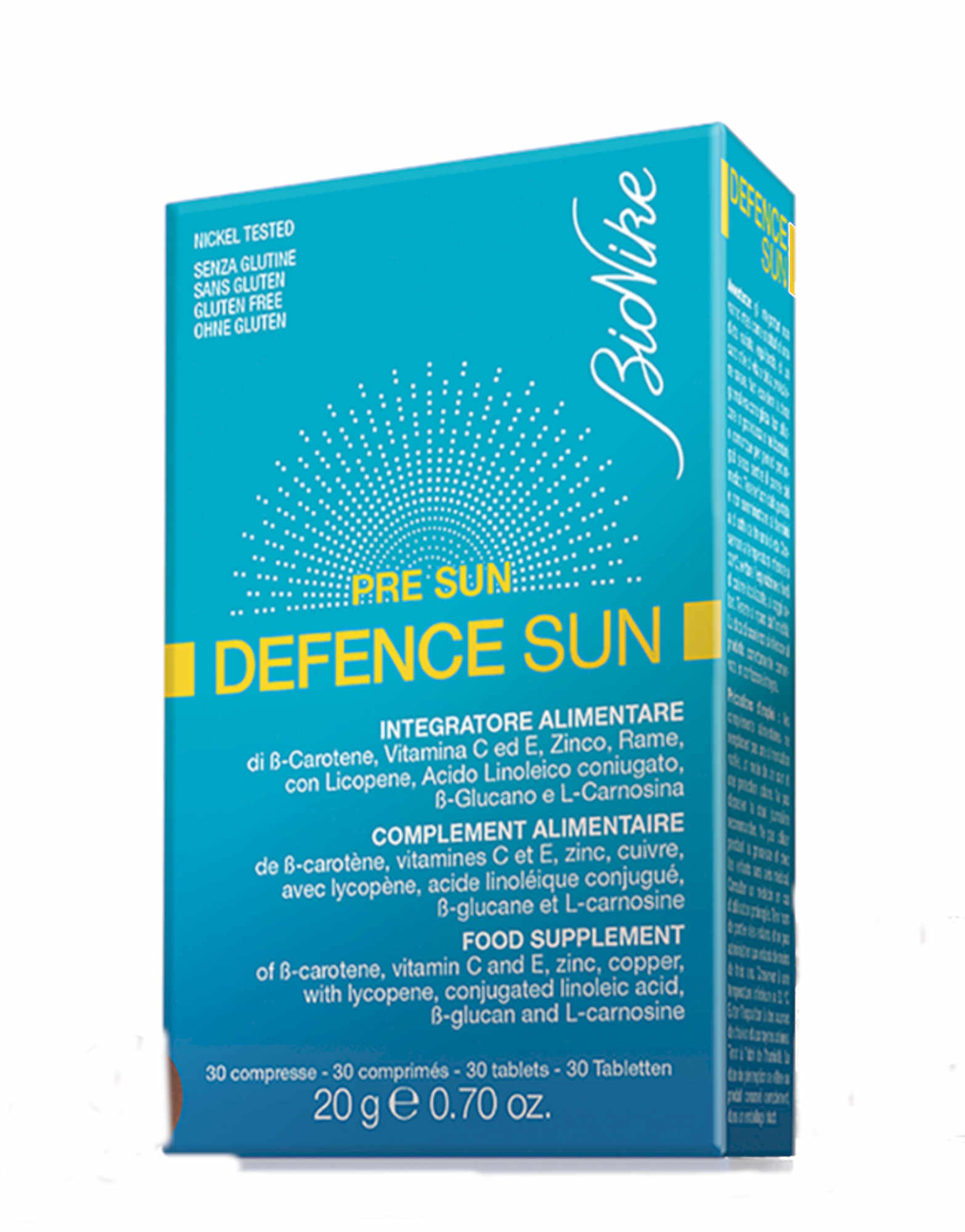 BioNike Defence Sun Pre-Sun - Integratore Antiossidante per il Benessere della Pelle - 30 Compresse
