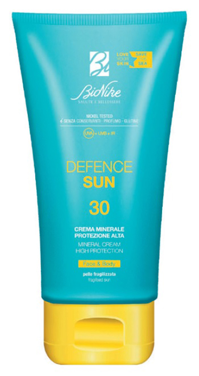 BioNike Defence Sun - Crema Solare Viso e Corpo Minerale con Protezione SPF 30 - 100 ml