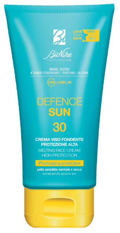 BioNike Defence Sun - Crema Viso Solare Fondente con Protezione Alta SPF 30 - 50 ml