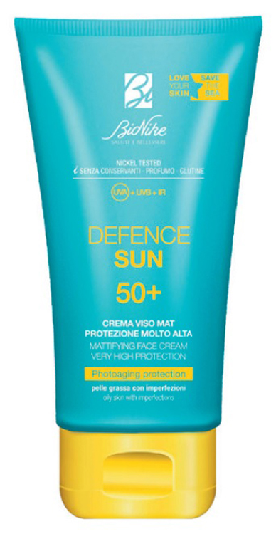 BioNike Defence Sun - Crema Solare Viso Mat con Protezione Molto Alta SPF 50+ - 50 ml