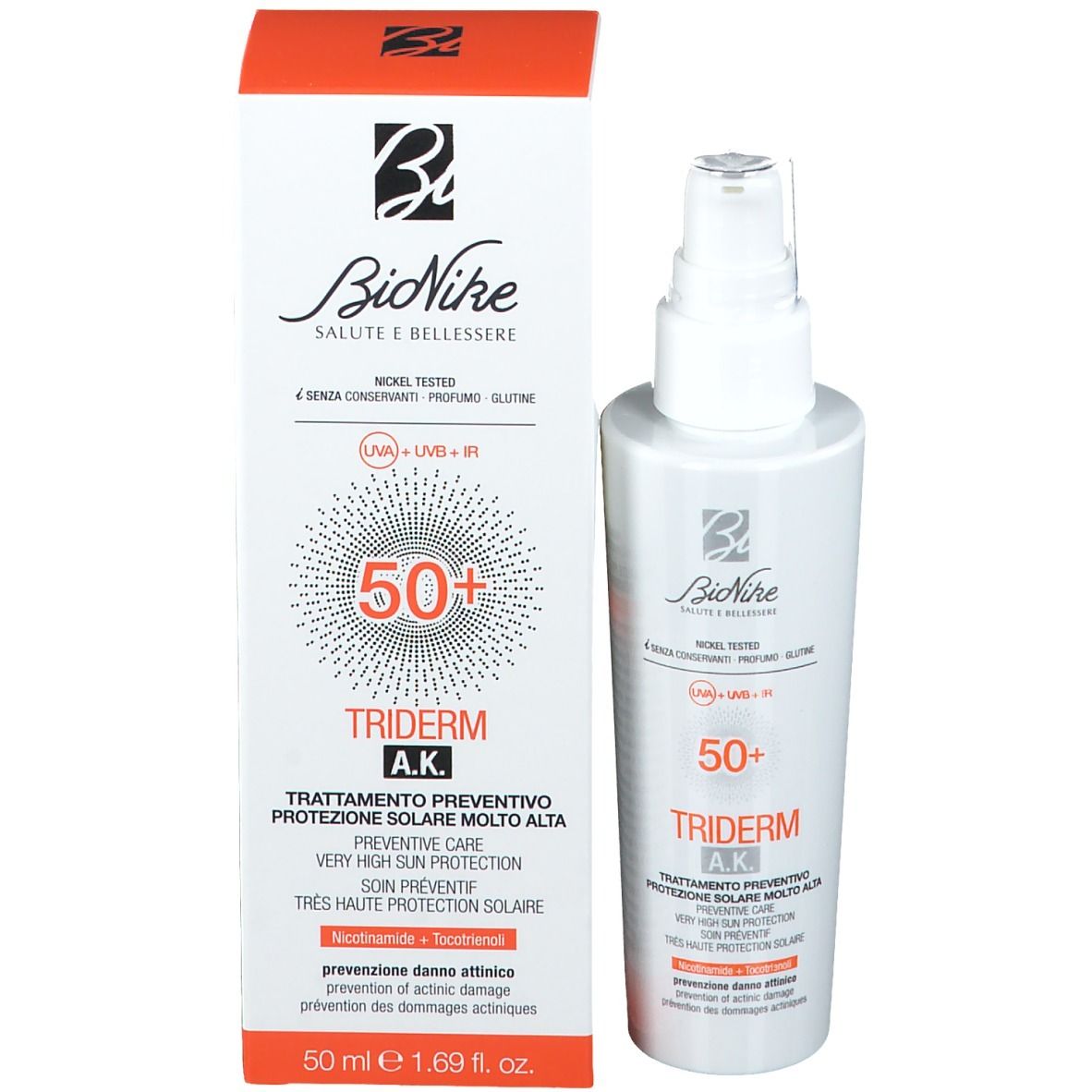 BioNike Triderm A.K. - Trattamento Preventivo Protezione Solare Molto Alta SPF 50+ - 50 ml