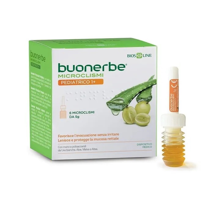 Buonerbe Microclismi Pediatrico 1+ - Lassativo Naturale - 6 Pezzi x 5 g