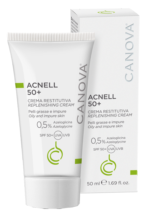 Canova Acnell 50+ Crema Gel - Crema Viso Restitutiva per Pelle Acneica - 50 ml
