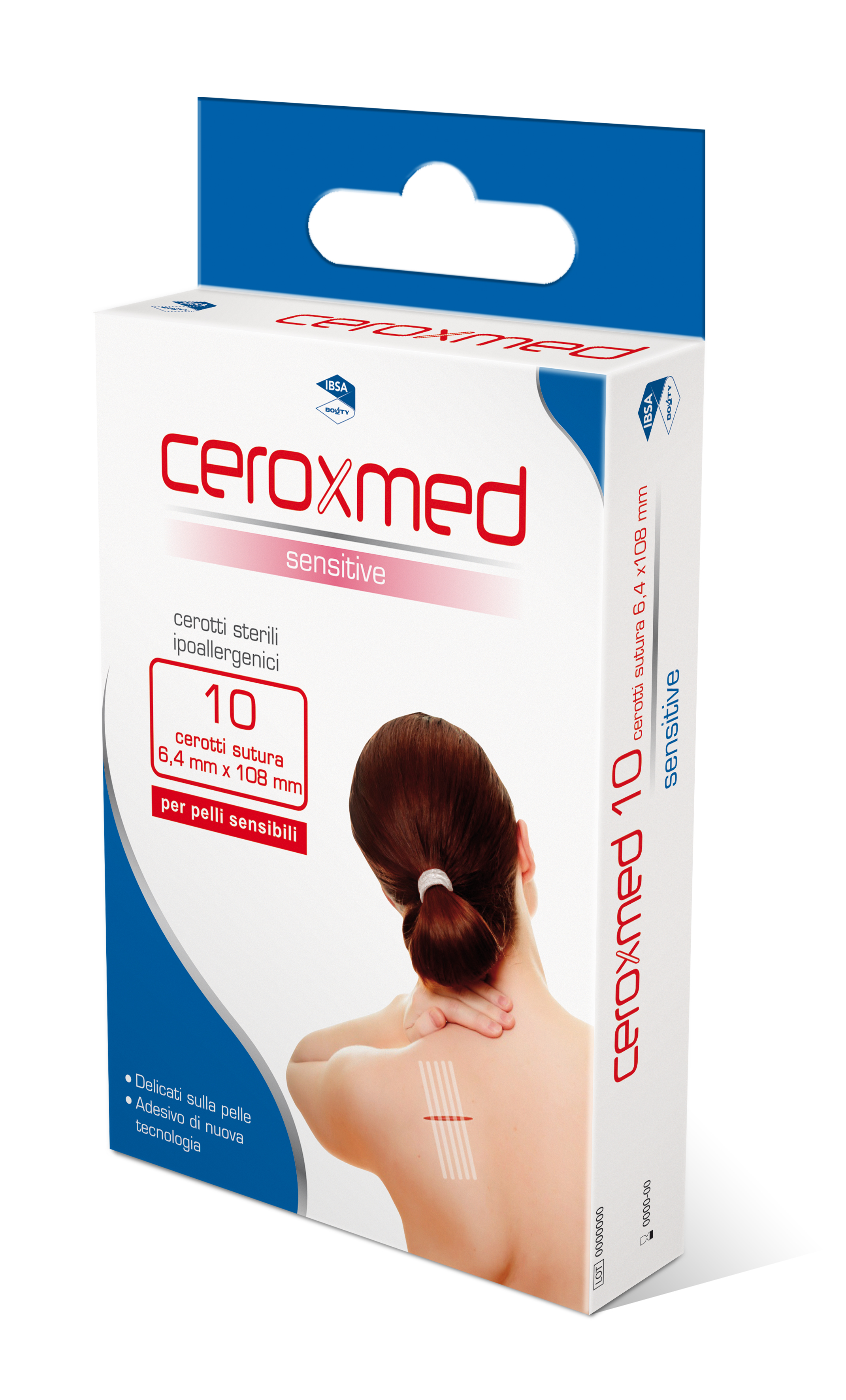 Ceroxmed Sensitive - Cerotto Sterile per Sutura 6.4 x 108 mm - 10 Pezzi