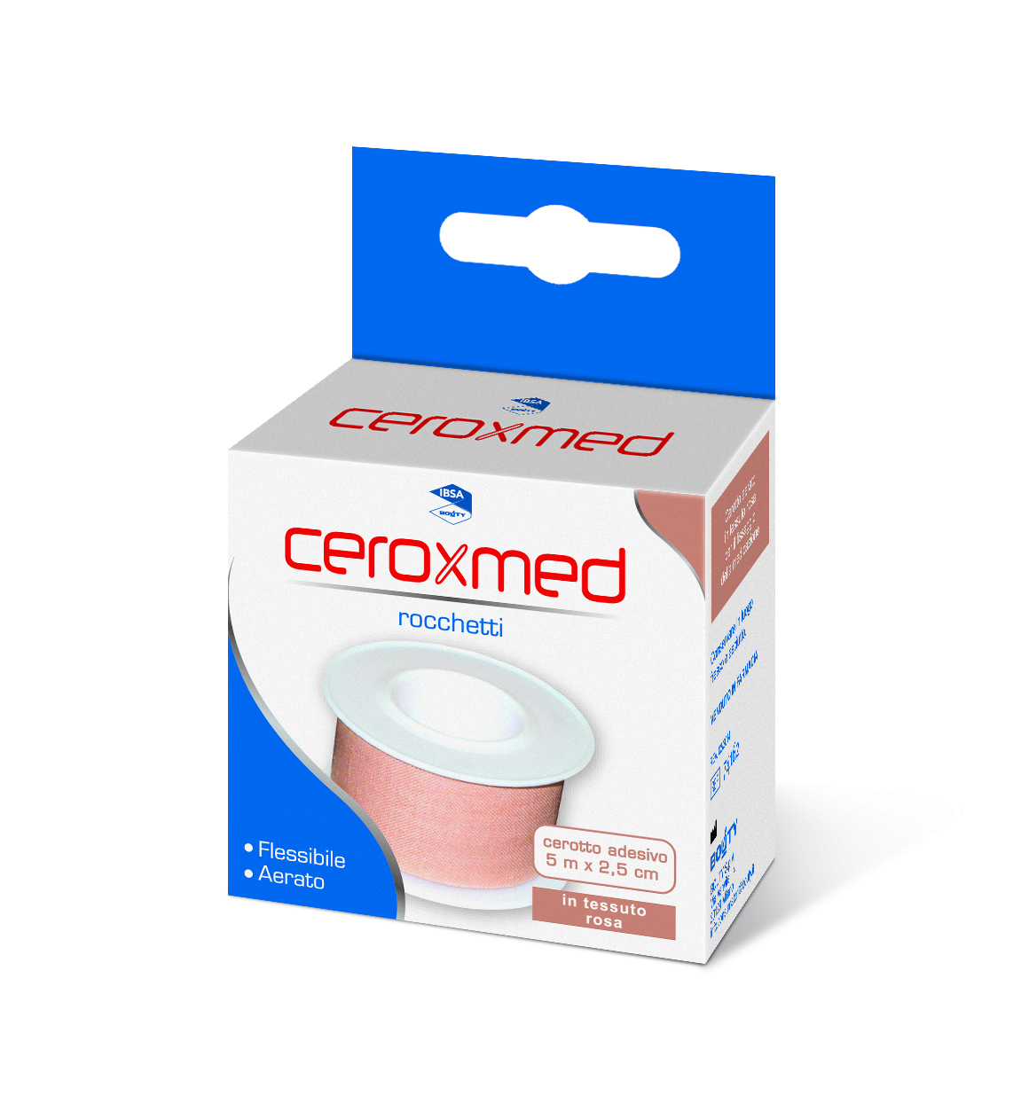 Ceroxmed - Cerotti Adesivi in Rocchetto in Tessuto Rosa 5 m x 2.5 cm - 1 Pezzo